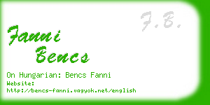 fanni bencs business card